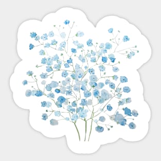 light blue Baby Breath Bouquet  gypsophila watercolor painting Sticker